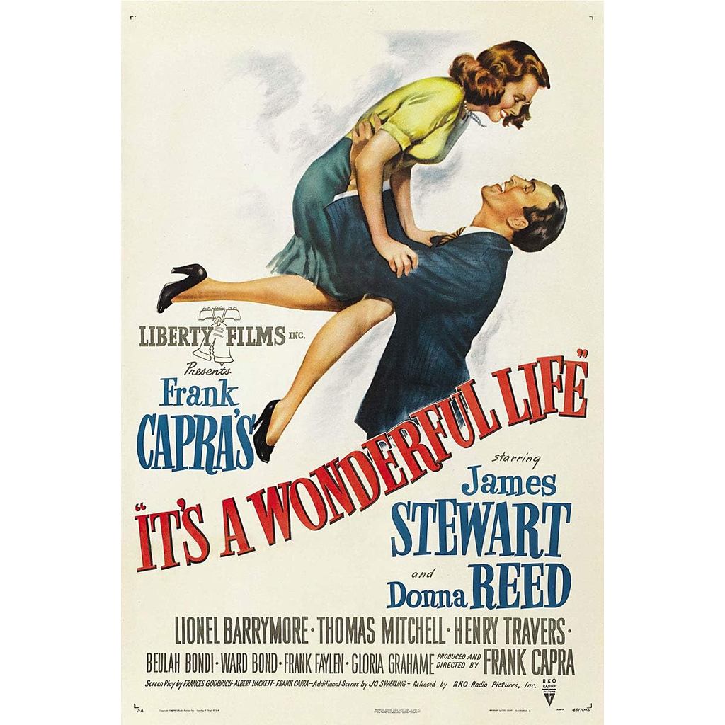 บริการของขวัญอเมริกัน - มันเป็นชีวิตที่ยอดเยี่ยม James Stewart Donna Reed Frank Capra โปสเตอร์ภาพยนต