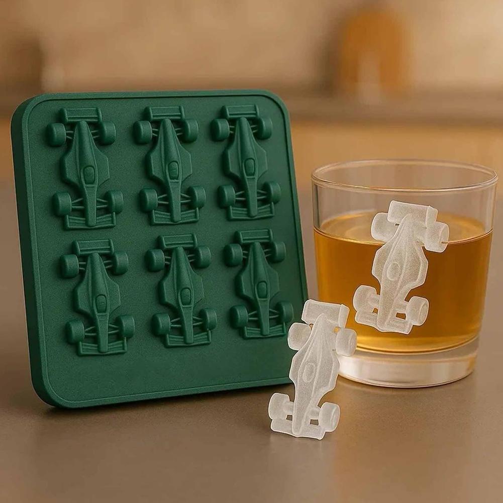 6 Cavity Formula Racing Car Ice Mold F1 ซิลิโคนช็อกโกแลตถาดเยลลี่ Diy Baking Tool Race Car S7p1