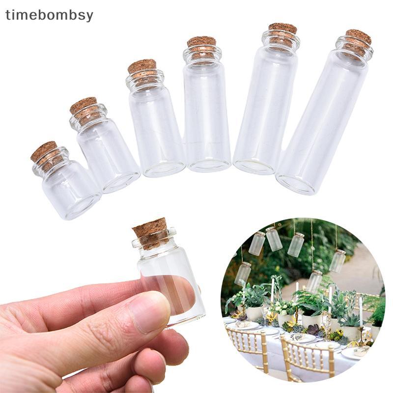 (time) ขวดแก้วขนาดเล็ก 10 ชิ้นพร้อมจุกไม้ก๊อกขวดใส Vial ตกแต่งงานแต่งงาน (TH)