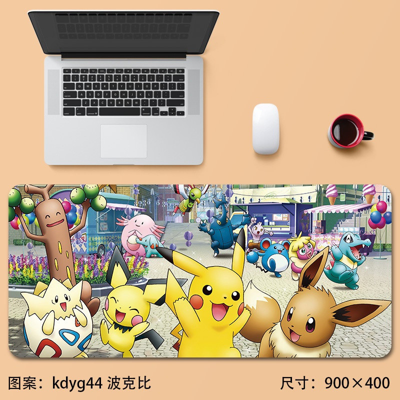 900x400 มม.Mouse Pad Pikachuขนาดใหญ่อะนิเมะการ์ตูนเกมคีย์บอร์ด Kawaii คอมพิวเตอร์ Office Lock Edge ต