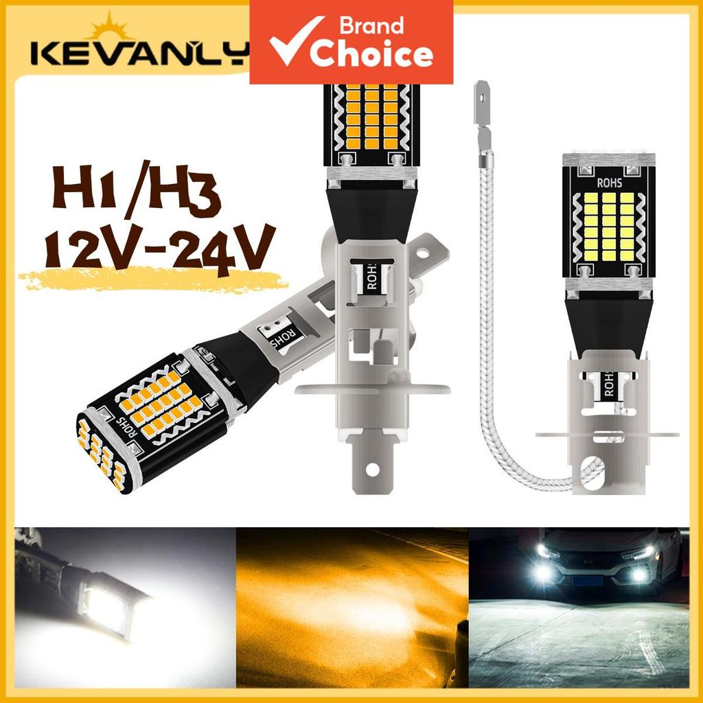 KEVANLY 2 ชิ้น H1 H3 6000 พัน LED ไฟตัดหมอกรถยนต์ 12 โวลต์-24 โวลต์ขับรถ DRL หลอดไฟชุดไฟหน้า