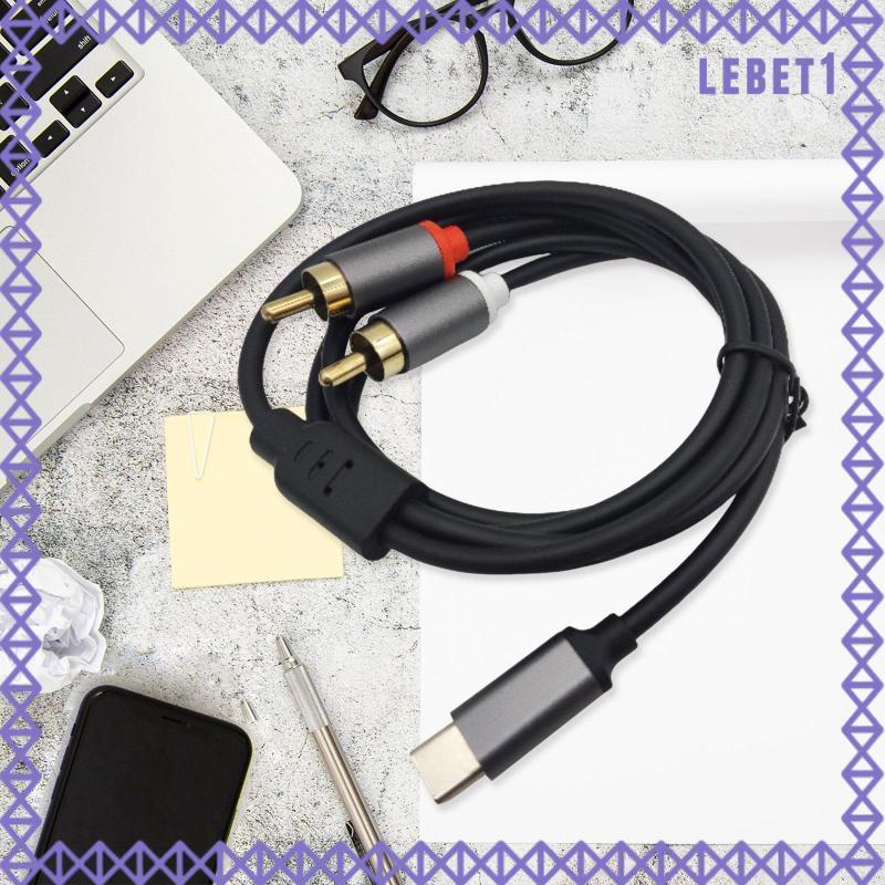 [Lebet] Type-c ถึง RCA Cable RCA Y Splitter Cord Connector สายเชื่อมต่อ USB C AUX Cable สาย AUX สําห