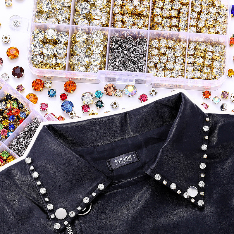 ชุดคริสตัล Rhinestones ขนาด 5/6/8 มิลลิเมตร สำหรับเจาะลายเสื้อผ้า หนัง และแจ็คเก็ต พร้อมของใช้ DIY