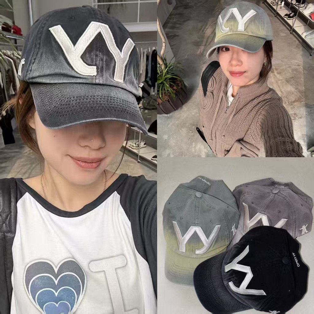 หมวกเบสบอลปักลายตัวอักษรไล่ระดับสีสไตล์เกาหลี สวมได้ทั้งชายและหญิง