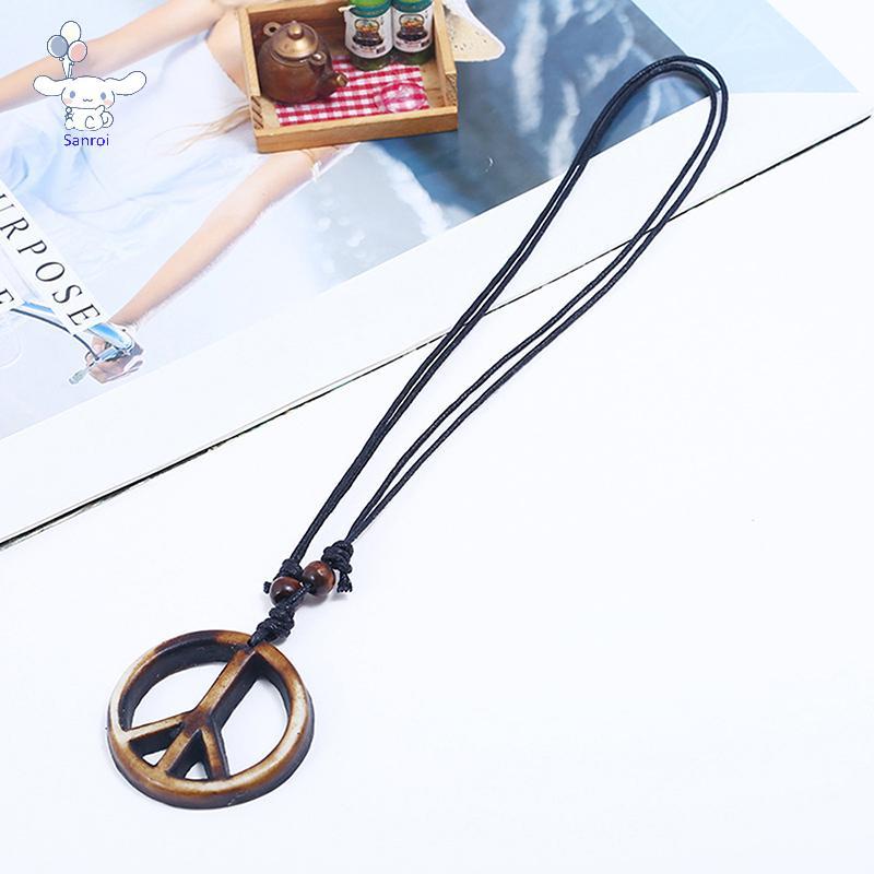 จี้.Symbol ของ Pace มืออาชีพแบบเรโทร สร้อยคอมีเชือกยาว เครื่องประดับสไตล์ชาติพันธุ์