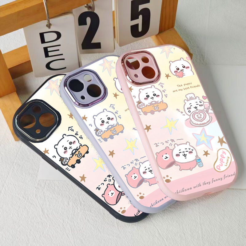 Chiikawa Puppy เคส TPU แบบนุ่มน่ารัก ลายหมีขาวรัก iPhone 11/12/13/14/15/16/17 Pro Max
