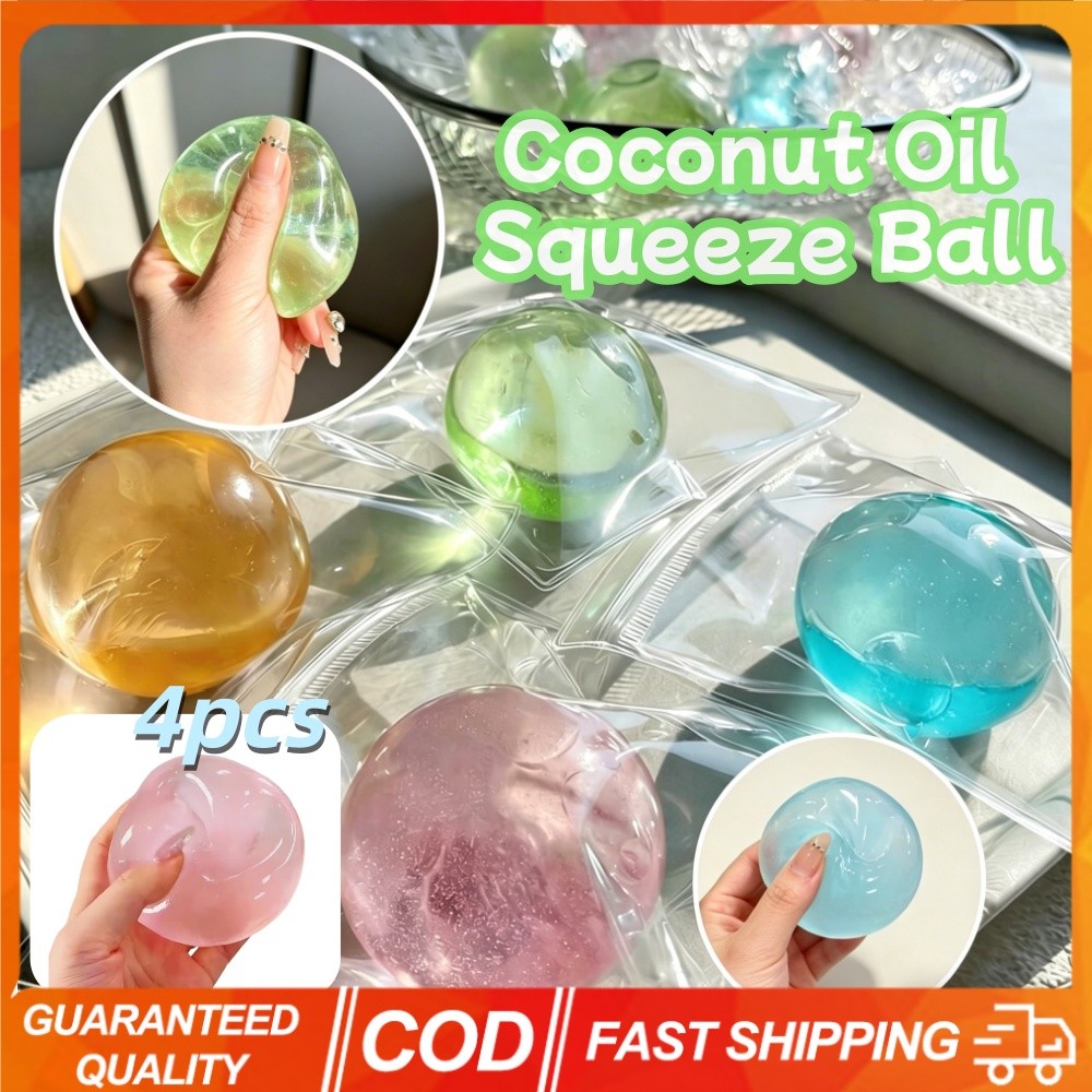 4 รูปแบบน้ํามันมะพร้าวบีบของเล่นบอล Squishy Maltose ของเล่น Mochi Anti Stress Fidget ของเล่นนุ่มจําลองโปร่งใส Ball Quick-rebound Hand Relax ของขวัญ – โปรปัง