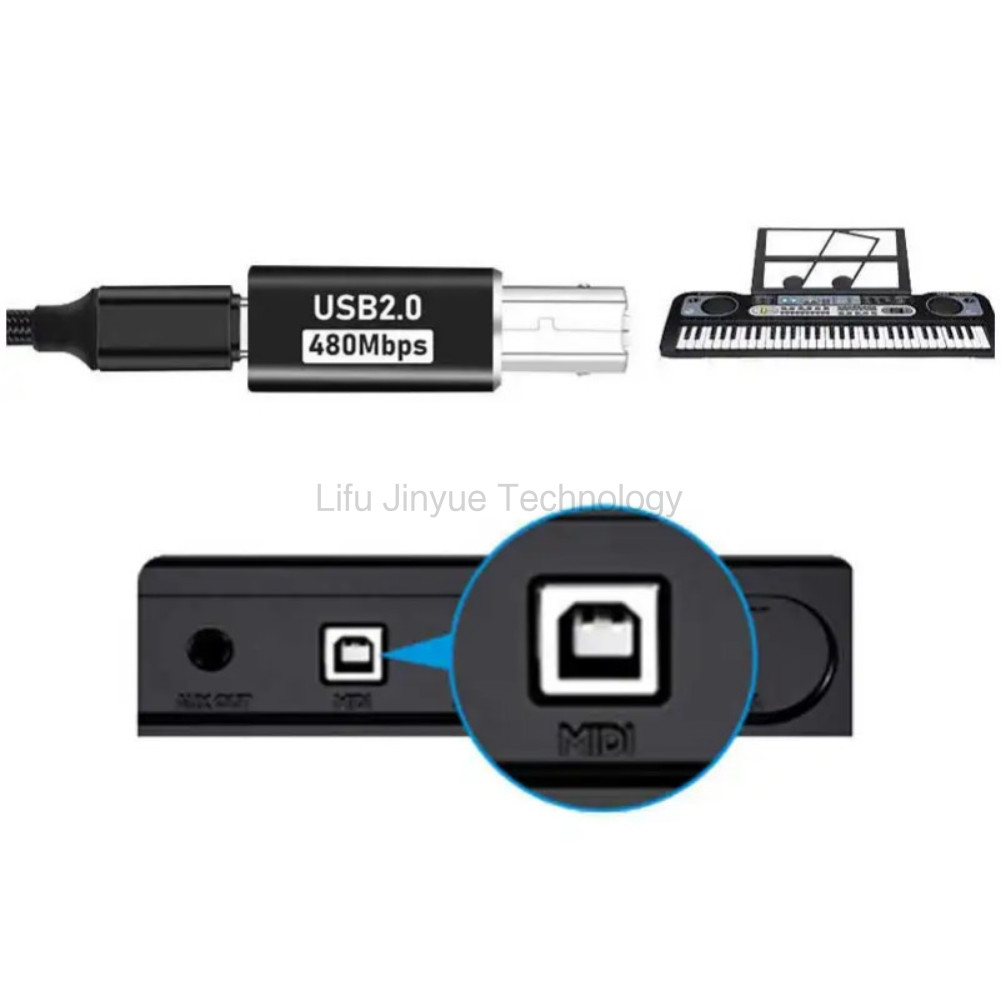 LIKAIYUE USB C ถึง USB B 2.0 สําหรับ MIDI Controller ข้อมูล Transfer ชายหญิงประเภท C ถึง B อะแดปเตอร์สําหรับ HP/Canon เครื่องพิมพ์เครื่องสแกนเนอร์