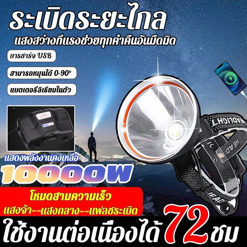 COD ไฟฉายคาดหัว P90 ซุปเปอร์ซีนอน สว่างกว่า L8 2เท่า ส่องไกล 2 กิโลเมตร ไฟคาดหัว