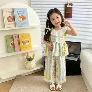 Dolemi Baby ชุดเสื้อ เสื้อแขนกุด+ กางเกงขายาว สไตล์เกาหลี ใหม่ สำหรับเด็กหญิง ชุดฤดูร้อน 80CM-160CM