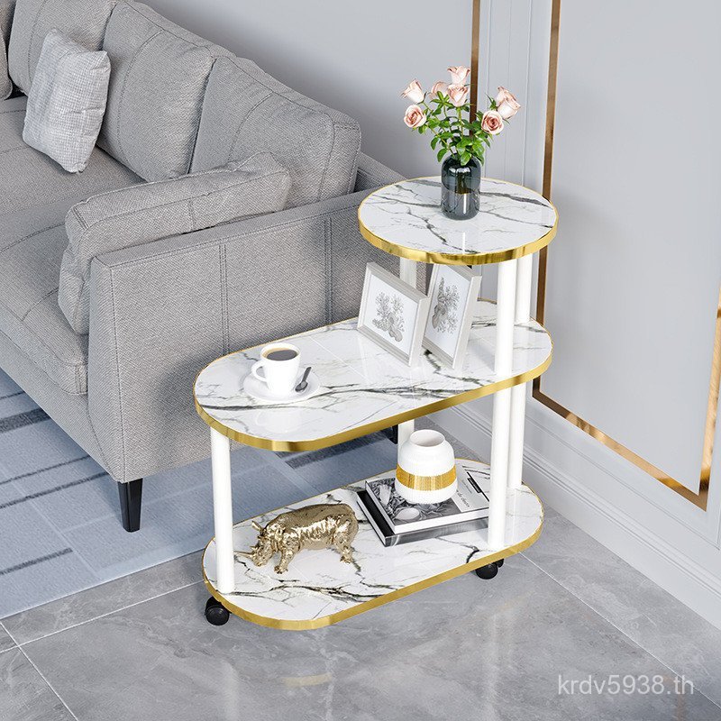 Marbled สีขาวอพาร์ทเมนต์ขนาดเล็กหรูหรา Nordic Board โต๊ะกาแฟขนาดเล็กโซฟา Rock โต๊ะด้านข้างไม้สไตล์ j