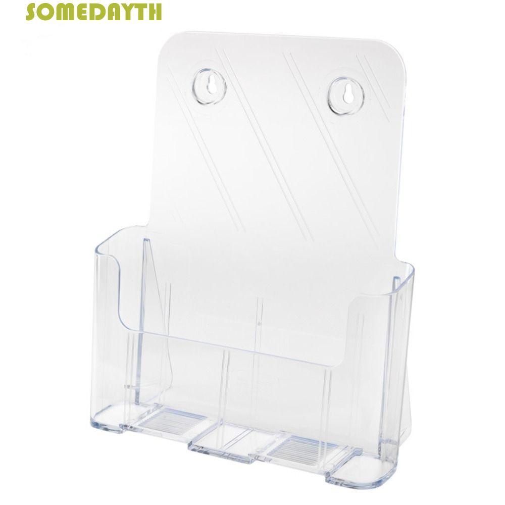 SOMEDAY Filiing Magazine Rack, ที่วาง Brochure พลาสติกใส, มัลติฟังก์ชั่นเอียงกลับ Desktop Organizer 