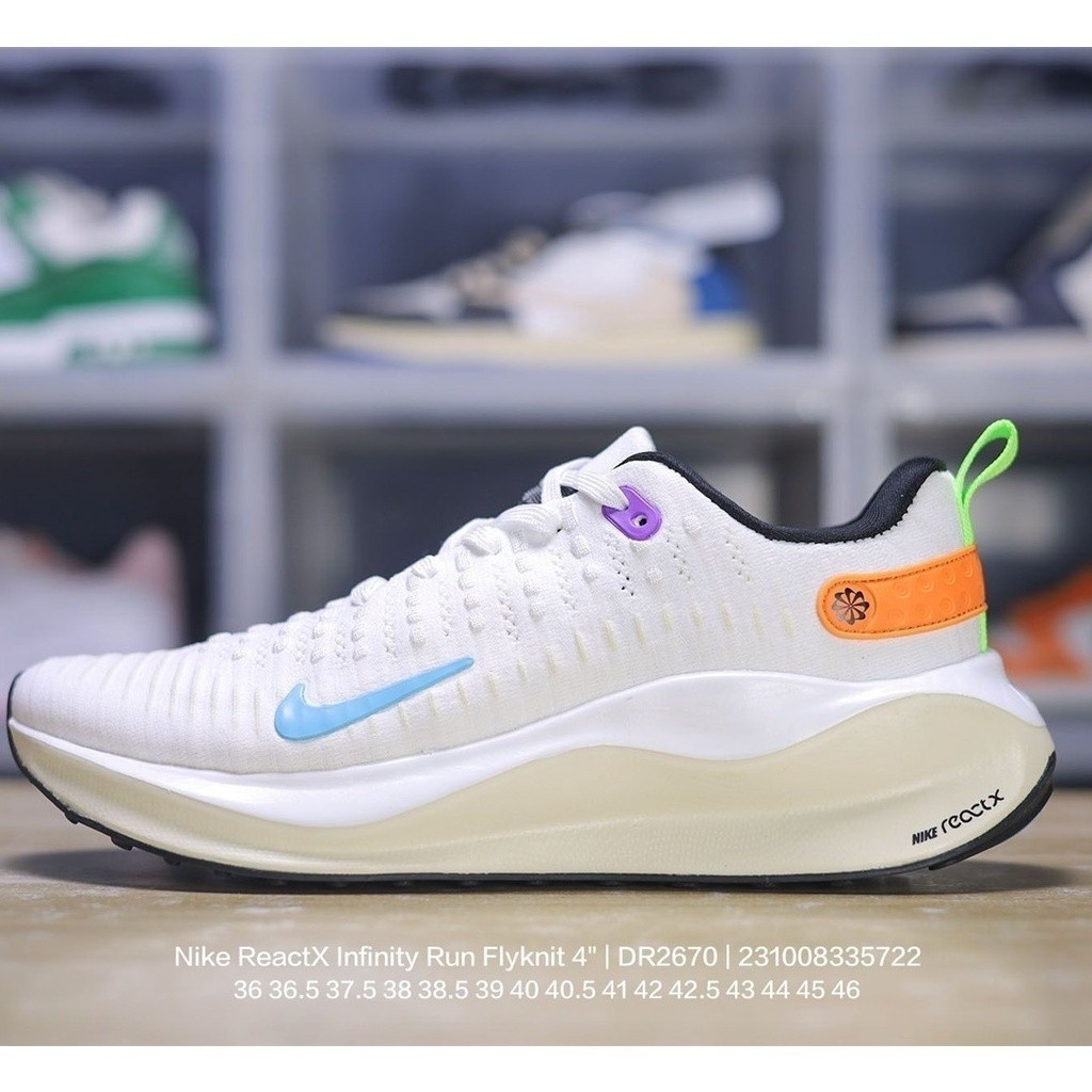 Reactx infinity Run Flyknit 4 "สีเทา/ดํา/Oreo" moustache Unlimited 4 รุ่น series oh7j