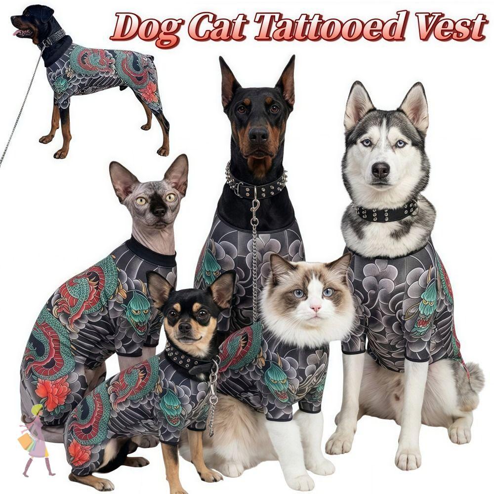 YGBG Dog Cat Tattooed Vest,เสื้อสักสัตว์เลี้ยงตลกเหมือนจริง,ความคิดสร้างสรรค์Breathable Four Seasons Close-fitเสื้อผ้าสัตว์เลี้ยงสําหรับสัตว์เลี้ยงSถึง6XL