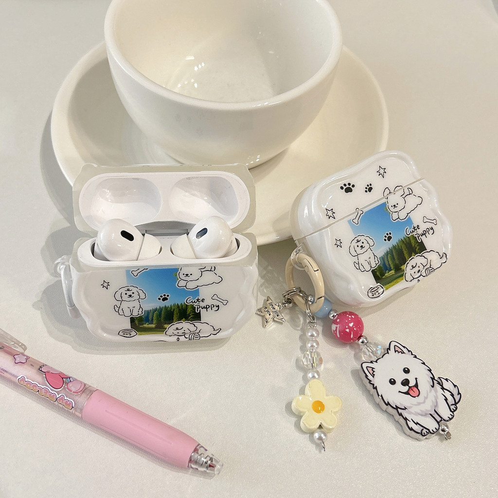 Grass Puppy AirPods หูฟังป้องกันกรณีการ์ตูนพร้อมเครื่องประดับน่ารัก AirPods pro เคสป้องกันกันกระแทก