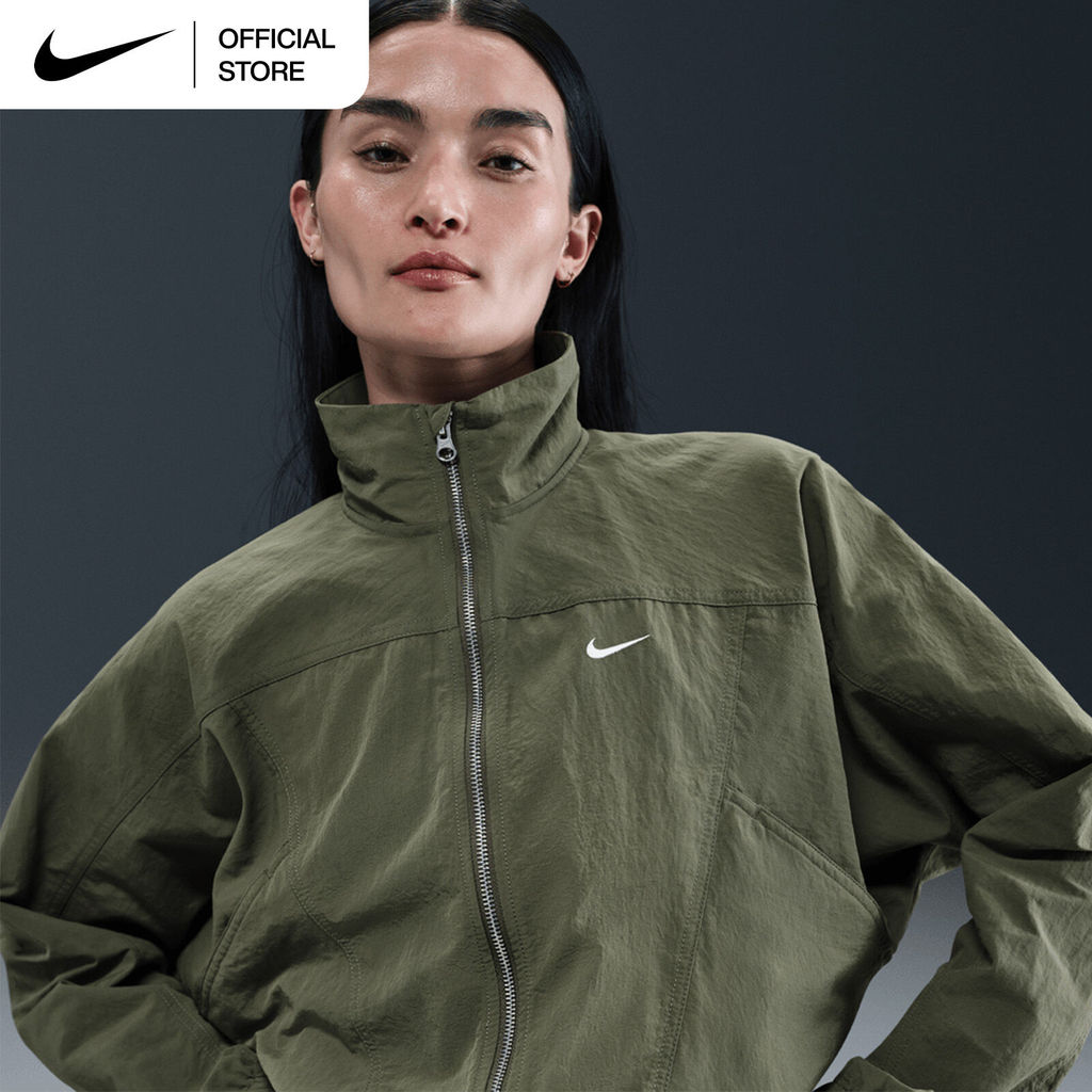 Nike Women's Sportswear Everything Wovens Oversized Repel UV Protection Jacket - Medium Olive [HJ1000-222]