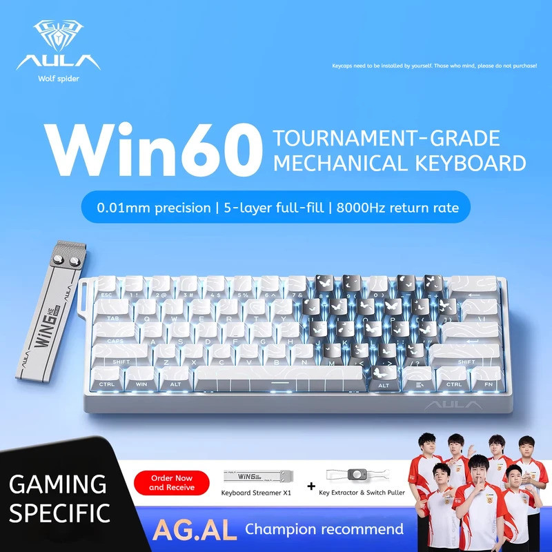AULAWIN60HE คีย์บอร์ดแม่เหล็กแบบมีสาย Trigger 8K Loop Gaming Player Custom RGB Mechanical Gaming Key
