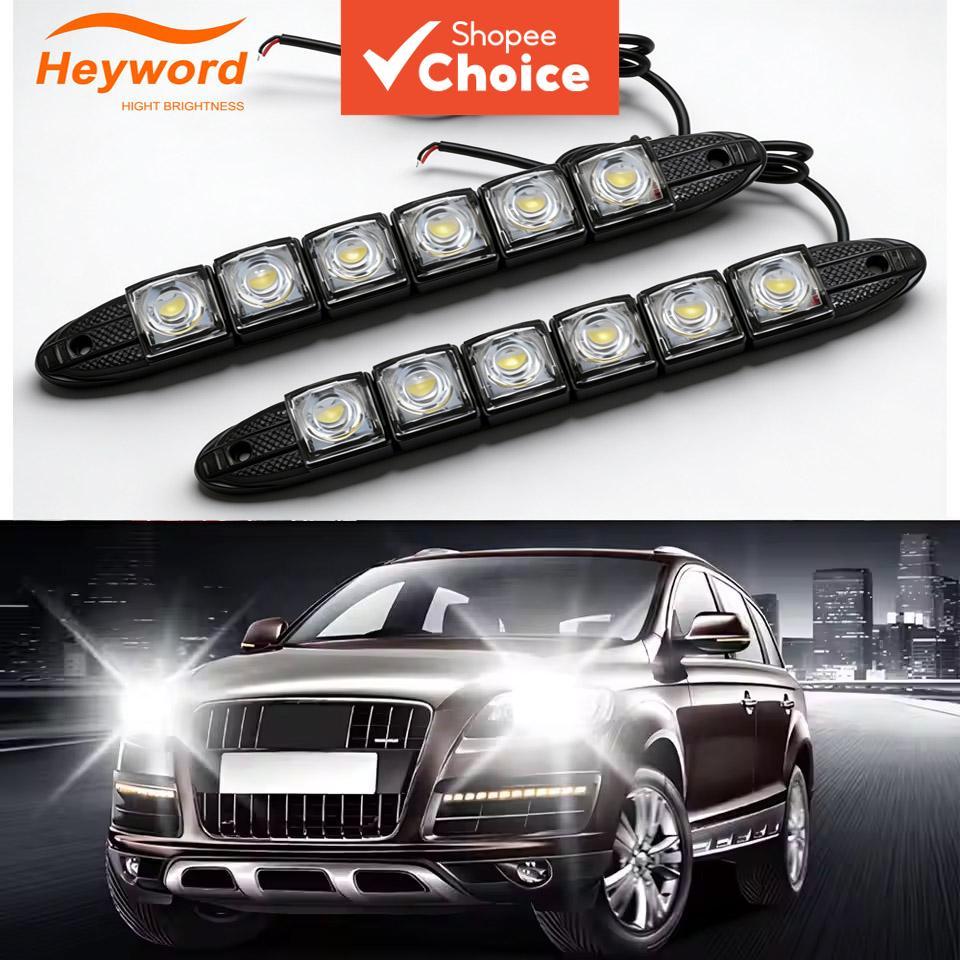 Heyword 2 ชิ้น COB 12 โวลต์ LED แบบยืดหยุ่นไฟวิ่งกลางวัน DRL หมอกไฟเลี้ยวโคมไฟ