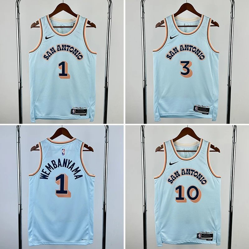 SW Version NBA25 Season Spurs No. 1 วินบันยามะ เบอร์ 3 พอล เบอร์ 10 Sohan City Version Jersey Retro 
