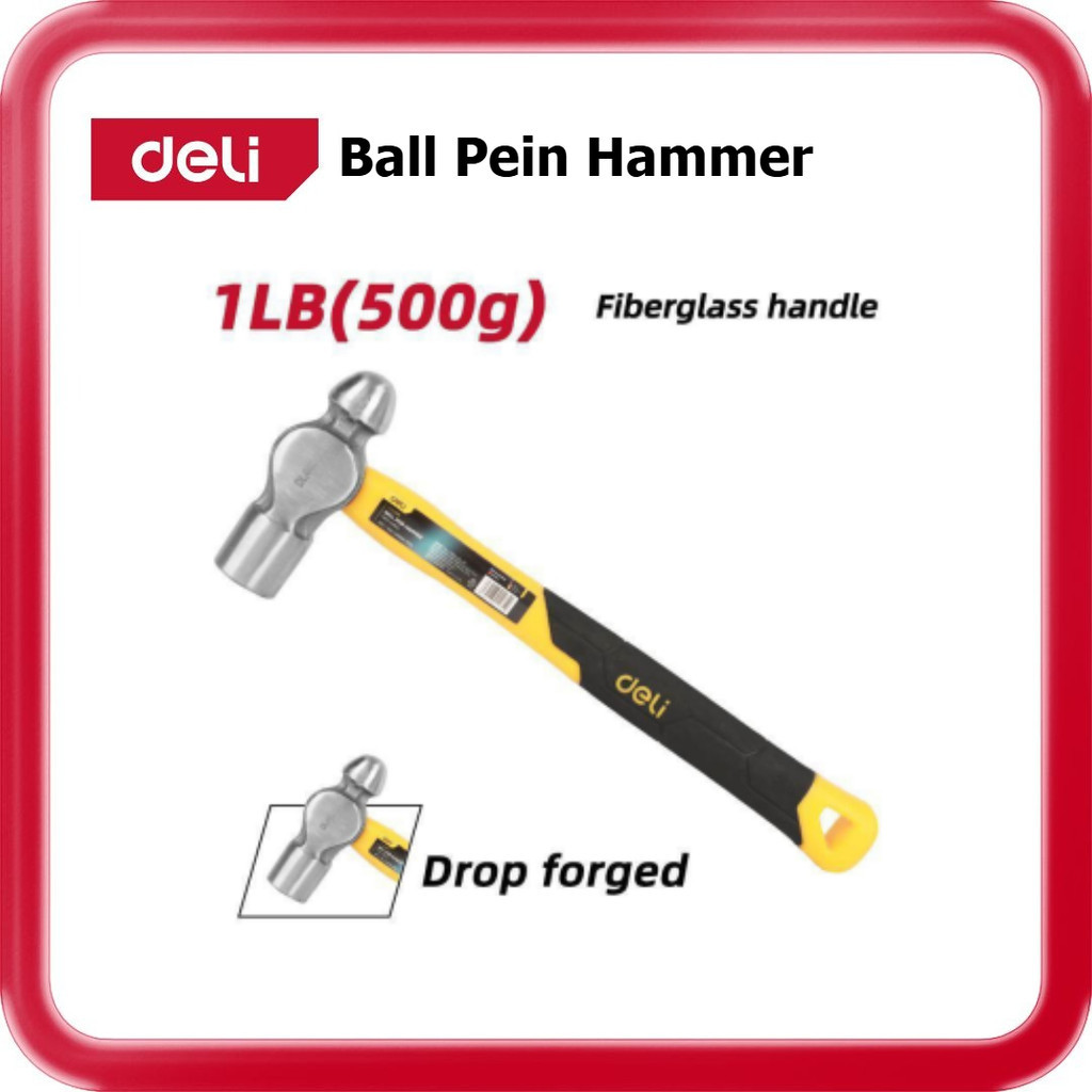 [ DELI ] (DL443016/DL443024/DL443020) Ball Pein Hammer 16oz 24oz 32oz ด้ามจับไฟเบอร์กลาส