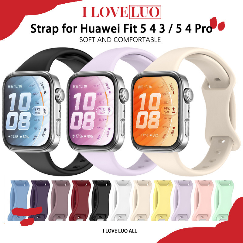 สายยางบาง for Huawei Watch Fit 5 4 3 / 5 Pro / 4 Pro สายรัดข้อมือซิลิโคนกีฬา for Huawei Fit 4