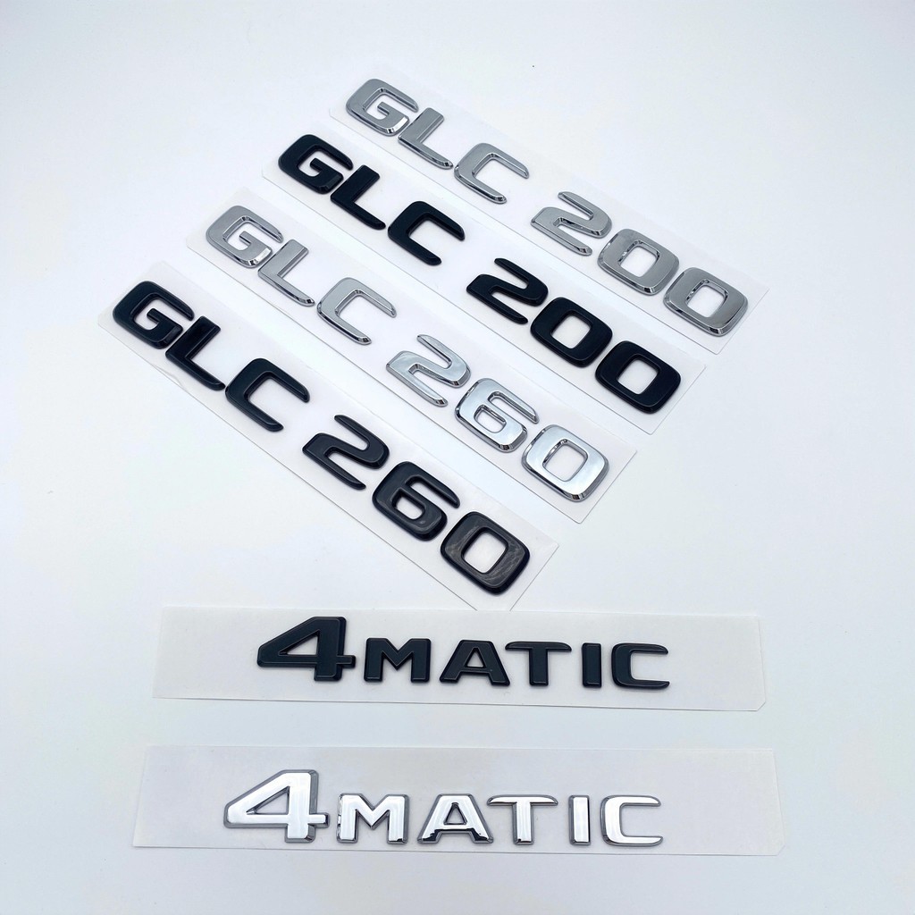 3D ABS ตัวอักษรเงินสีดํา GLC260 GLC300 GLC350 GLC220d GLC350e 4Matic Emblem สําหรับ Mercedes Benz GL