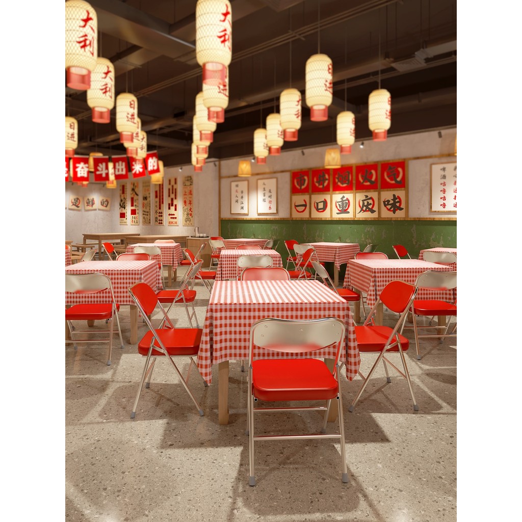 Nostalgic Hot Pot Retro r & สไตล์เก้าอี้พับเกียร์ขนาดใหญ่สไตล์ Market Well โต๊ะเก้าอี้ 80s อุตสาหกรร