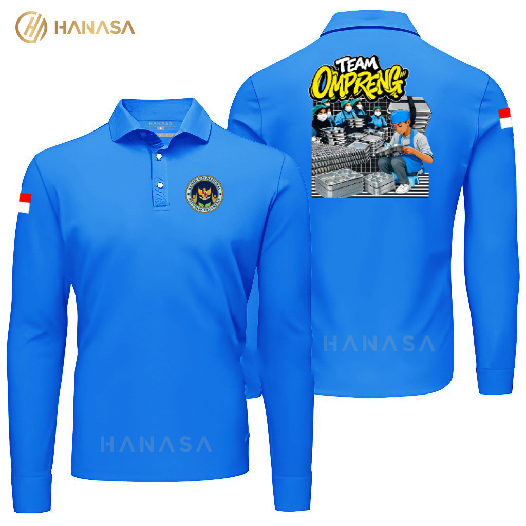 HANASA เสื้อโปโลแขนยาว DB TEAM OMPRENG LAP MBG SPPG BGN | เสื้อโปโลผู้ชายและผู้หญิง | เสื้อคอปก