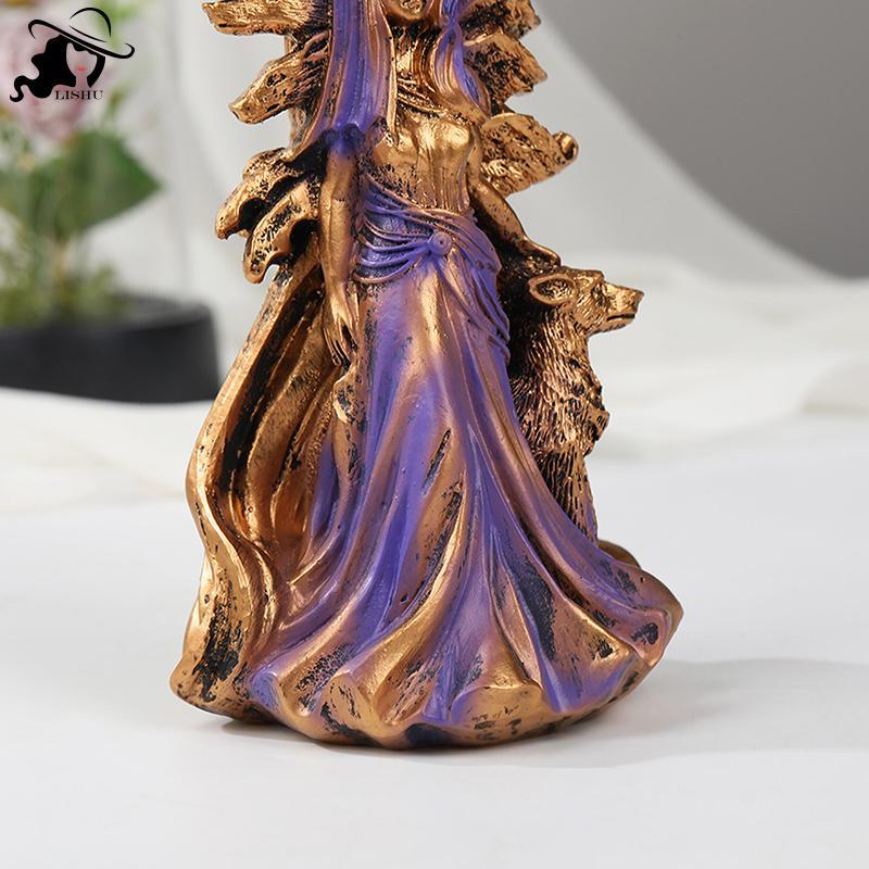 LISHU Hecate Greek Goddess Of Magic ของเธอ Hounds รูปปั้น Figurine ศิลปะสมัยใหม่เรซิ่นแม่มด Hound ปร