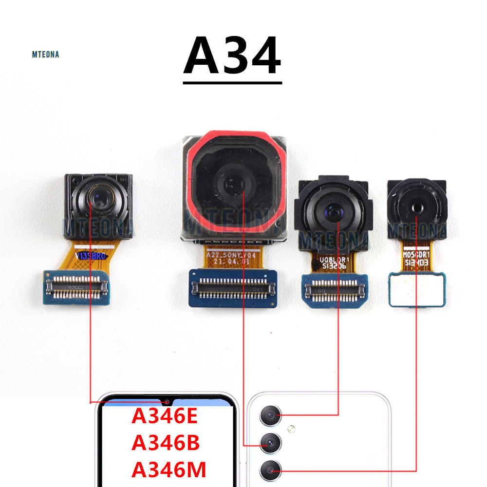 กล้องด้านหลังด้านหลังสําหรับ Samsung Galaxy A34 A346B A346 A346E/DS หลักกว้าง Macro Ultrawide เปลี่ย