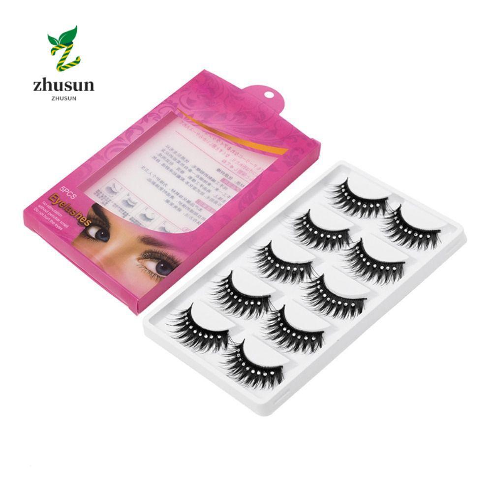 ZHUSUN Diamond Manga Lashes Handmade fiber Shiny Spiry Glitter หนา Long Eye Lashes