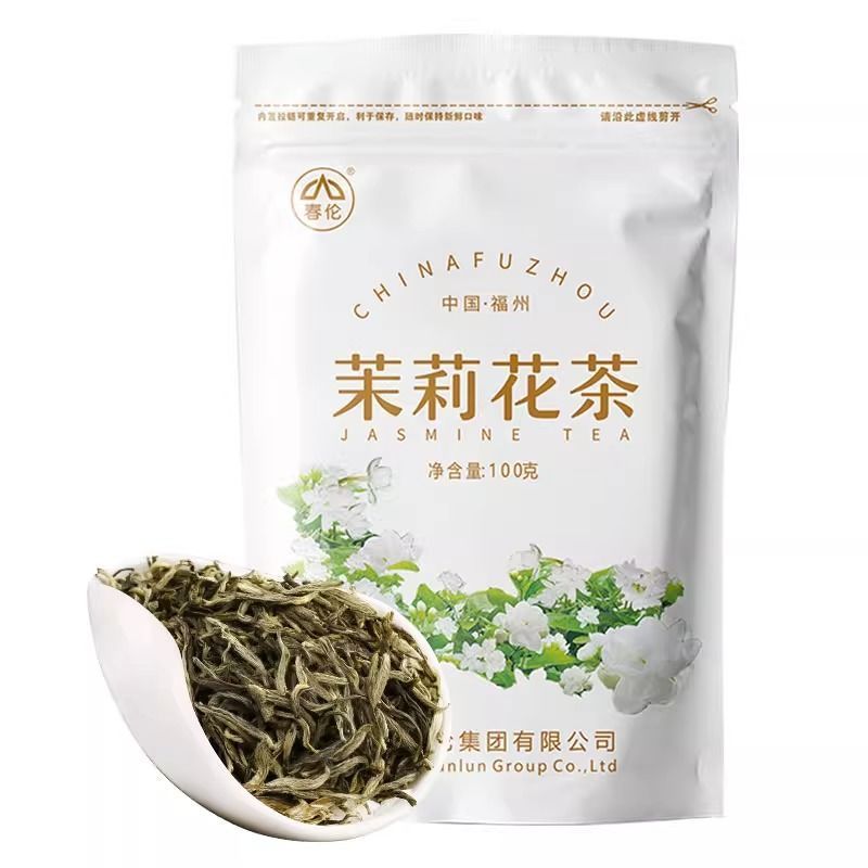 春伦茉莉花茶当季新茶浓香耐泡口粮茶原产福建福州茶叶袋装100g5.4Chunlun Jasmine Tea, New Season Tea, Strong Aroma, Durable, Suitab