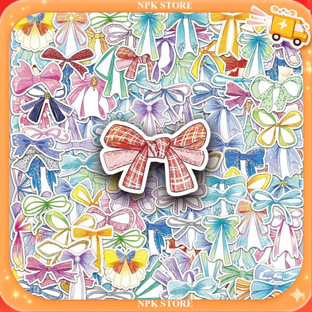 🔥🇹🇭พร้อมส่ง🇹🇭🔥 50แบบ สติกเกอร์ โบว์ติดผมผู้หญิง Colorful Girl hair bow sticker