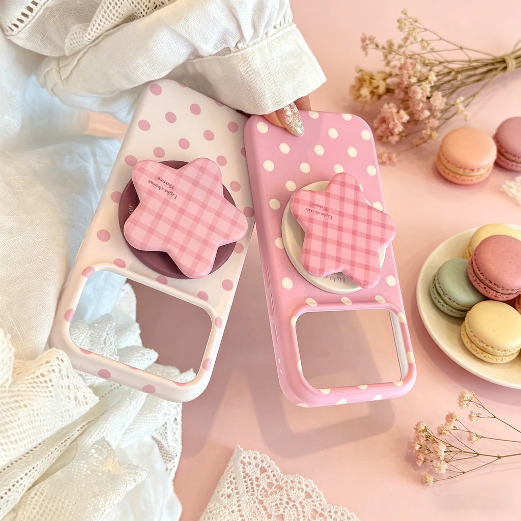 Magnetic Attachment Type เคส iPhone ลายจุดสีชมพูเหมาะสําหรับ iPhone 17 Pro Max 17 16 15 14 iPhone13