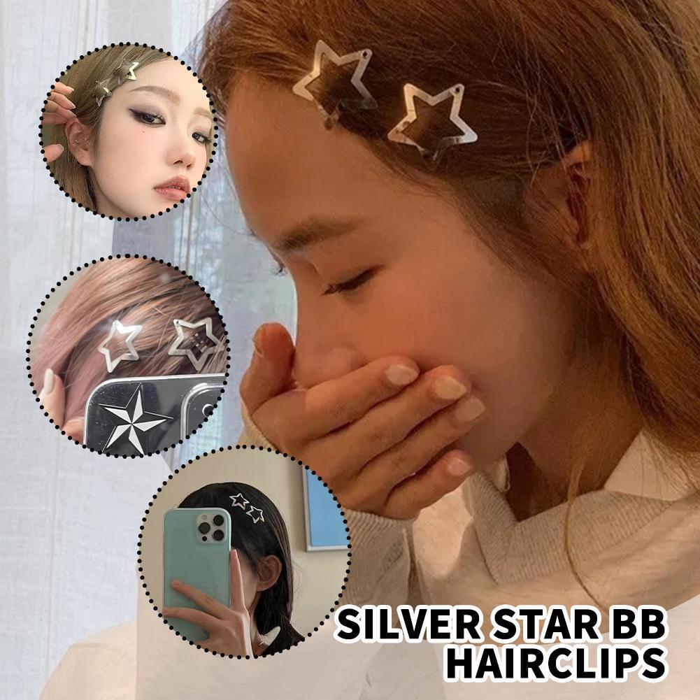 Y2k Silvery Star กิ๊บติดผมสําหรับสาว Star Alloy Snap คลิปผู้หญิง Bb Hairpins J8d9
