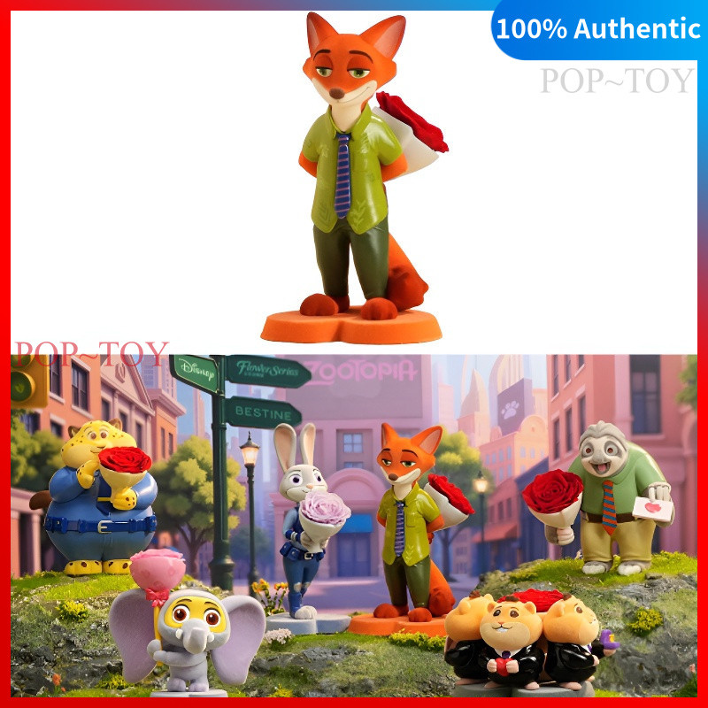 Disney Zootopia Flowers Series Blind Box Figures Judy Nick Bestine Desktop ornament gift doll toy ขอ