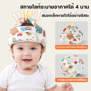 หมวกป้องกันสำหรับเด็ก ป้องกันรอบ 360° ฟองน้ำนุ่ม ปรับขนาดได้ ป้องกันการบาดเจ็บ เด็กหัดเดิน