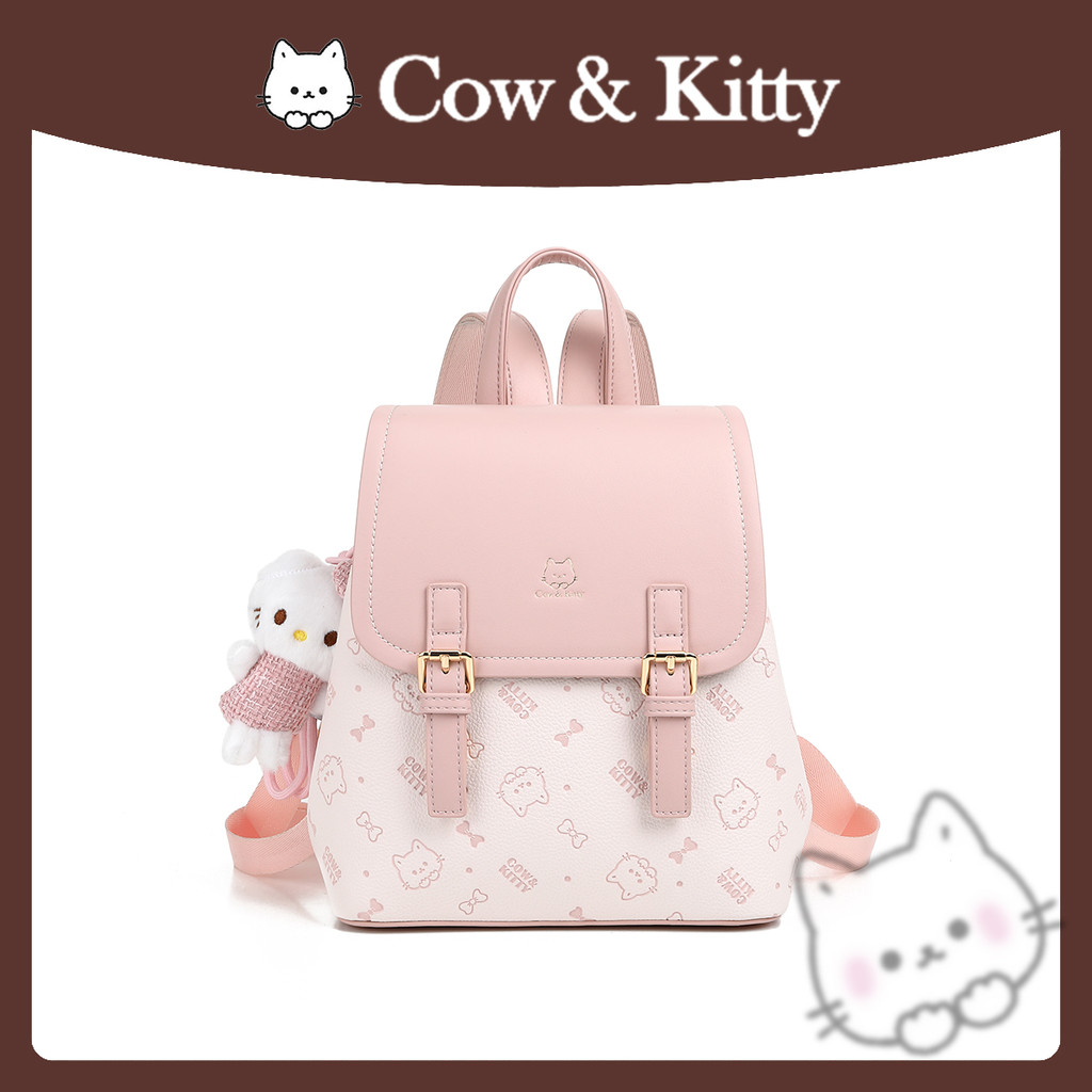 CowKitty/Dazzling Cherry Blossom กระเป๋าเป้สะพายหลังอินเทรนด์น้ําหนักเบากระเป๋าเป้สะพายหลังแฟชั่นแบบพกพาไหล่เดียว 8010 Cherry Blossom สีชมพู