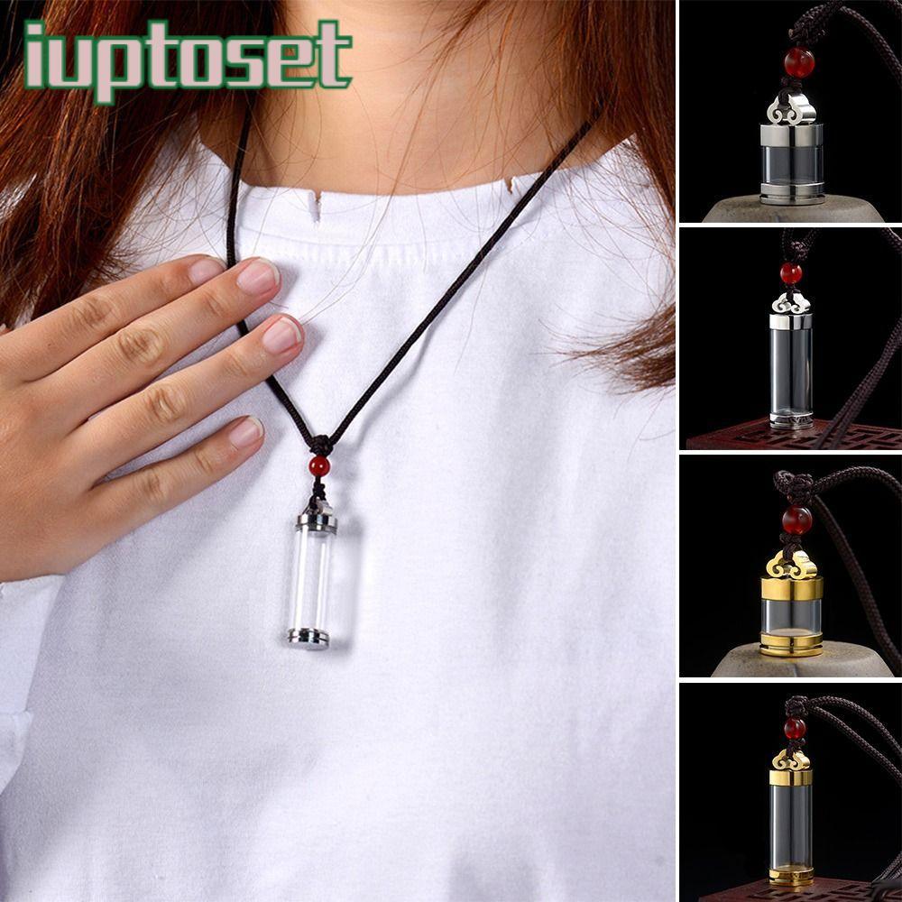 สร้อยคอขวดน้ำหอมสีทองและสีเงิน จี้ขวดอวยพร สร้อยคอขวดน้ำหอมอโรมาแบบใสแบบเปิดได้[IUPTOSET]