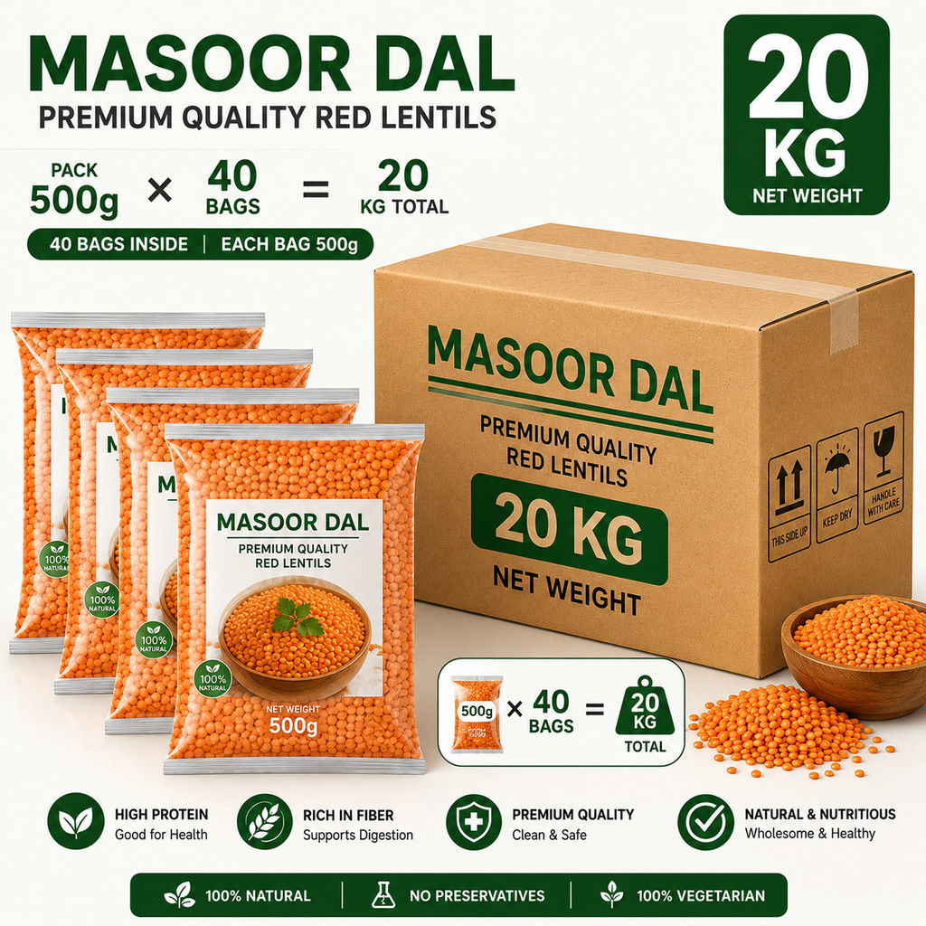 เลนทิลแดง มาซูซีก มาซูดาล 20 กก MASOOR DAL (RED LENTILS) 20kg. NV