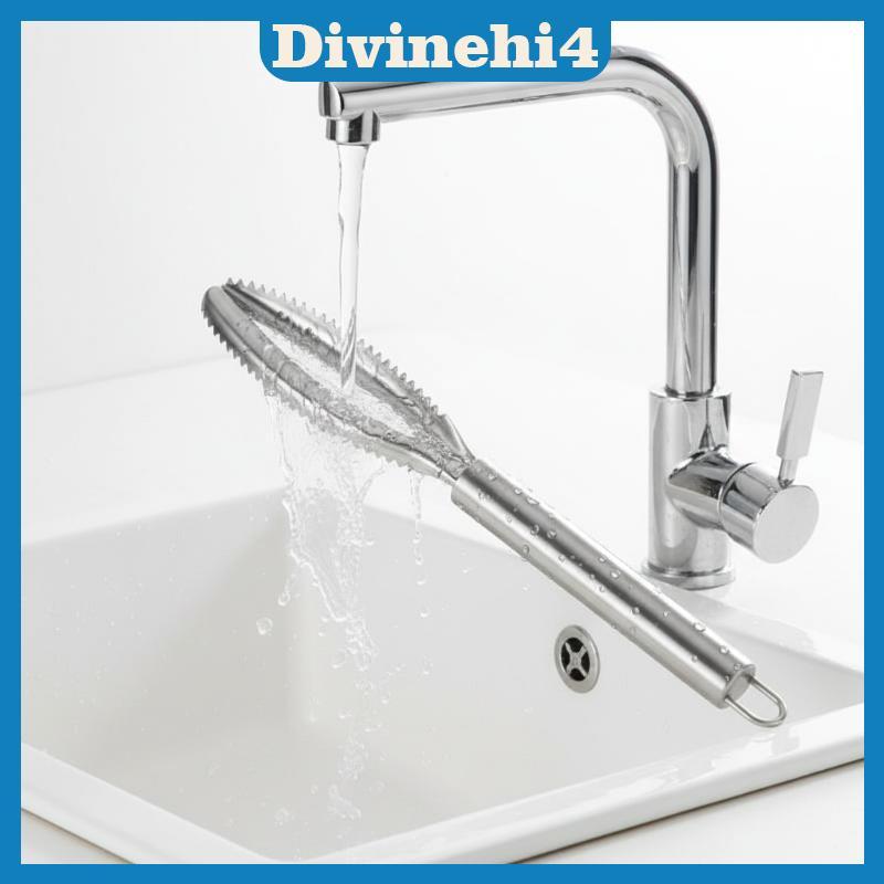 <divinehi4> สแตนเลสเกล็ดปลา Scraper ที่มีประสิทธิภาพ Scale Remover แปรง Fast Skin ทําความสะอาดสําหรั