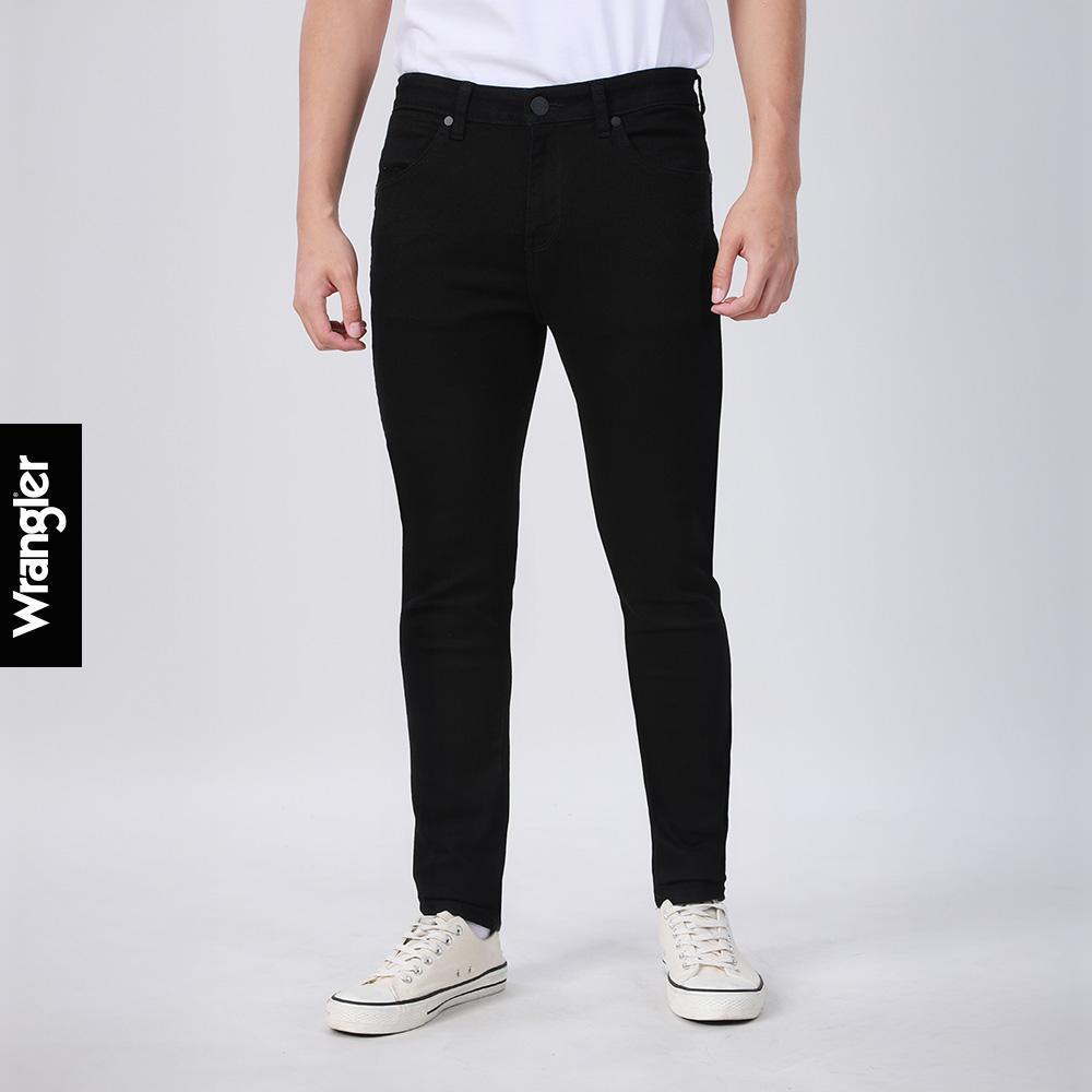WRANGLER กางเกงยีนส์ผู้ชาย เอวต่ำ ทรงรัดรูป รุ่น WR F525MBRYF69 สีดำ
