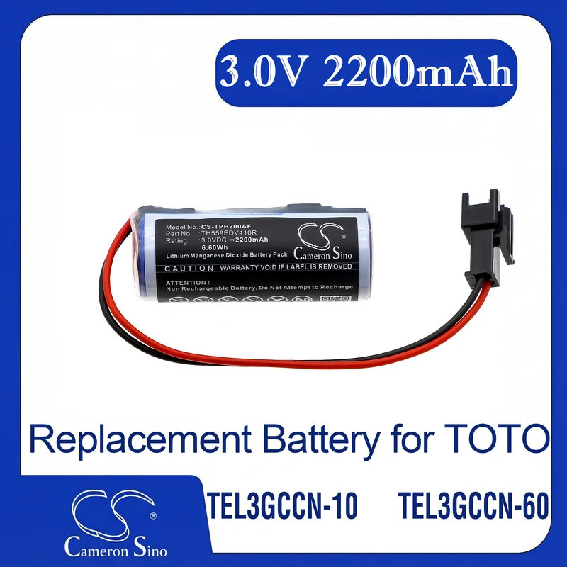 Cameron Sino เปลี่ยนแบตเตอรี่สําหรับ TOTO DHE812, Eco EFV, SHX0134, TEL3GCN-10, เหมาะกับ P/N Flush-2