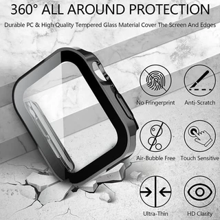 เคสกันน้ำ 2-in-1 พร้อมกระจกเทมเปอร์สำหรับ Apple Watch 38mm 40mm 41mm 42mm 44mm 45mm 46mm 49mm Series 1-11 SE Ultra – IP68 ป้องกันเต็มรูปแบบ