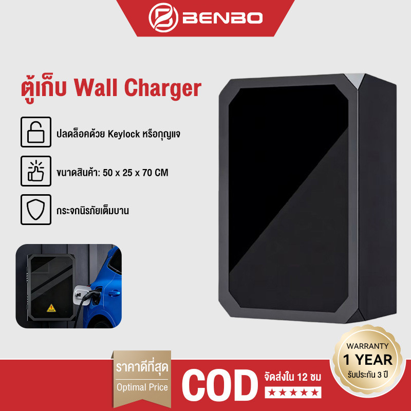 BENBO ตู้ EV charger ตู้ใส่ Wallbox ตู้ไฟกระจกนิรภัย Temper glass ขนาดใหญ่ ตู้ไฟ EV home charger กัน