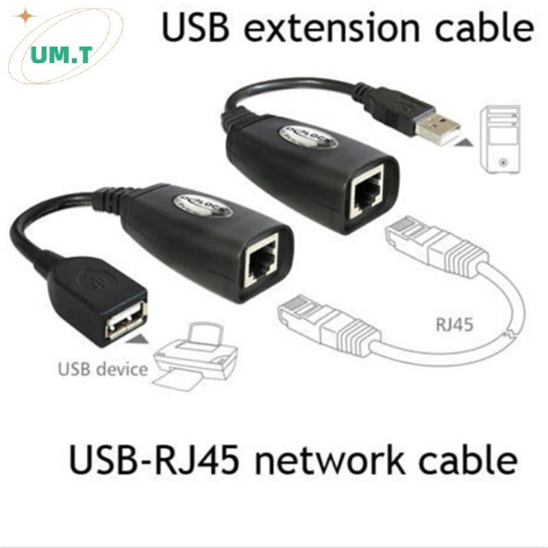 UM.T USB Extension Ethernet RJ45 Cat5e/6 Cable LAN Adapter Extender Over Repeater Set