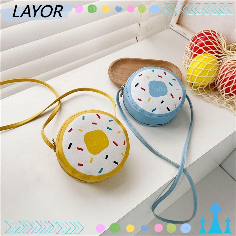 LAYOR กระเป๋าสะพายข้าง,กระเป๋าสะพายการ์ตูนหนัง PU,กระเป๋าถือขนาดเล็กน่ารักเด็กผู้หญิง