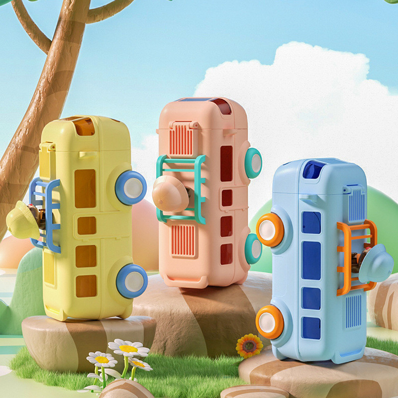 MH0U High-value Bus Car Children Straw Water Cup tritan Cute Plastic Cup Bounce Cover Official Whole