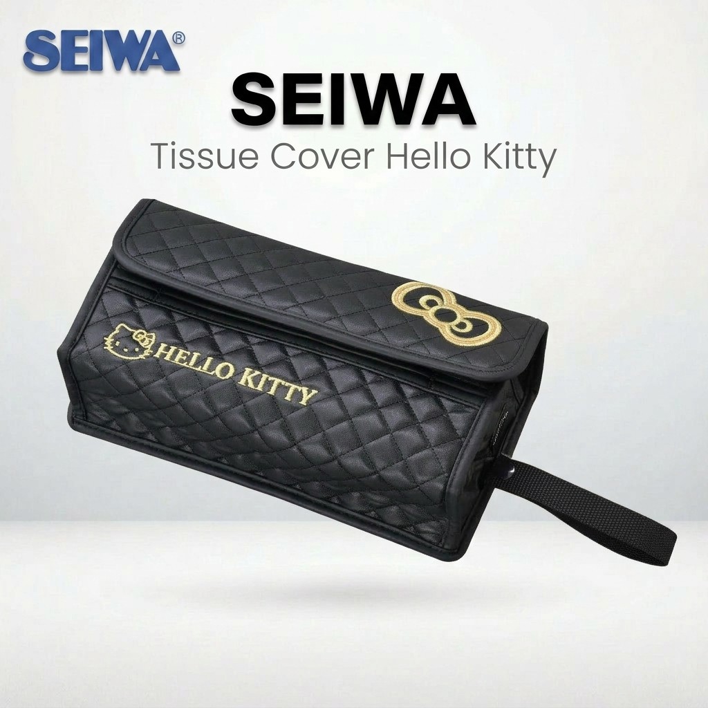 SEIWA Car Accessories Tissue Cover Hello Kitty B&G Non-Slip Tissue Cover Black KT559 2-Way (Place on