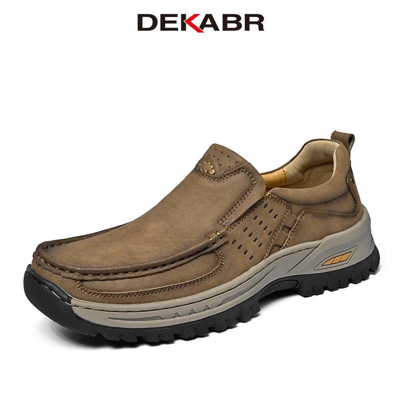 DEKABR ผู้ชายs Slip-On Toe-Cap ของแท้หนังลื่น Breathable สบายทนทาน All-Day สวมใส่รองเท้าสบายๆ